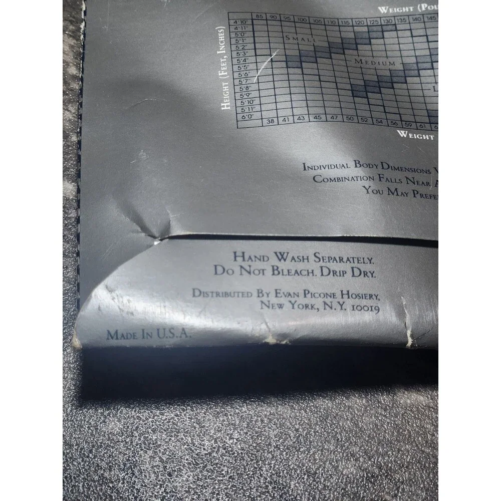 Vtg Evan-Picone Business Sheer, Reinforced Toe, Platinum Long 189. Made In USA